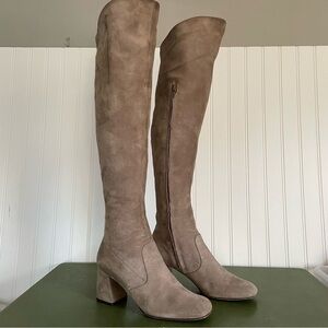 L’Autre Chose Over the Knee Boots in Light Taupe Suede *Italy*
